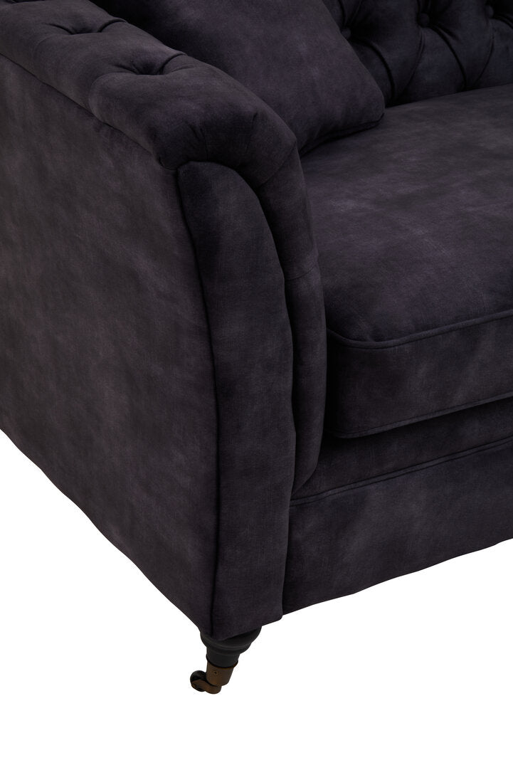 Lucinda Three Seater Grey Velvet Sofa