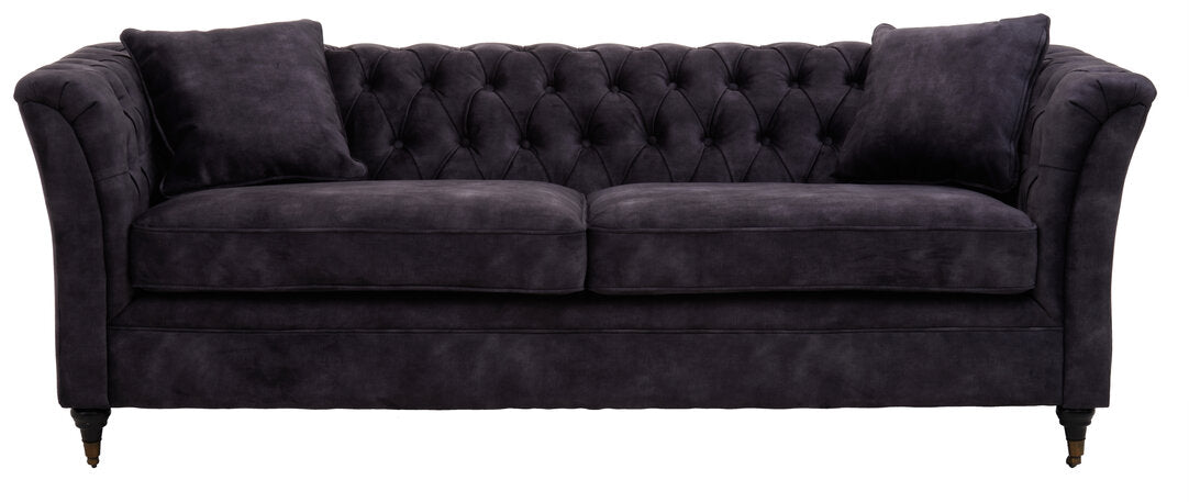 Lucinda Three Seater Grey Velvet Sofa