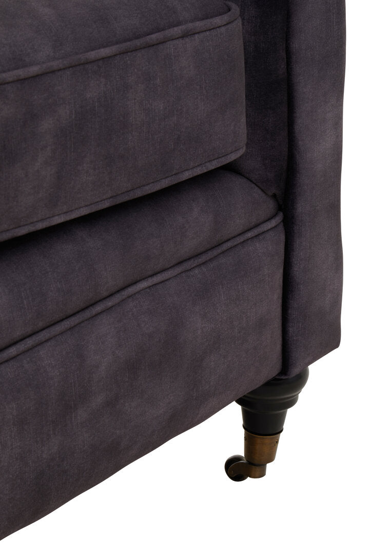 Lucinda Two Seater Grey Velvet Sofa