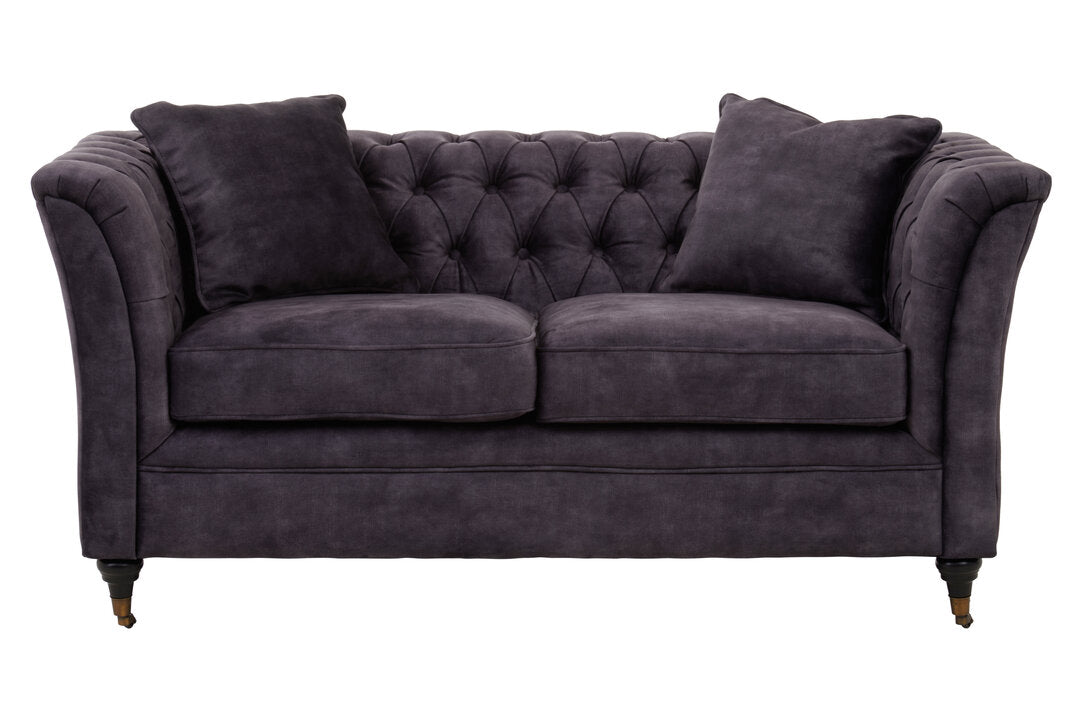 Lucinda Two Seater Grey Velvet Sofa