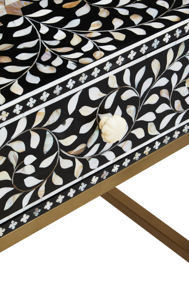 Axis One Drawer Bedside Table with Bone Inlay