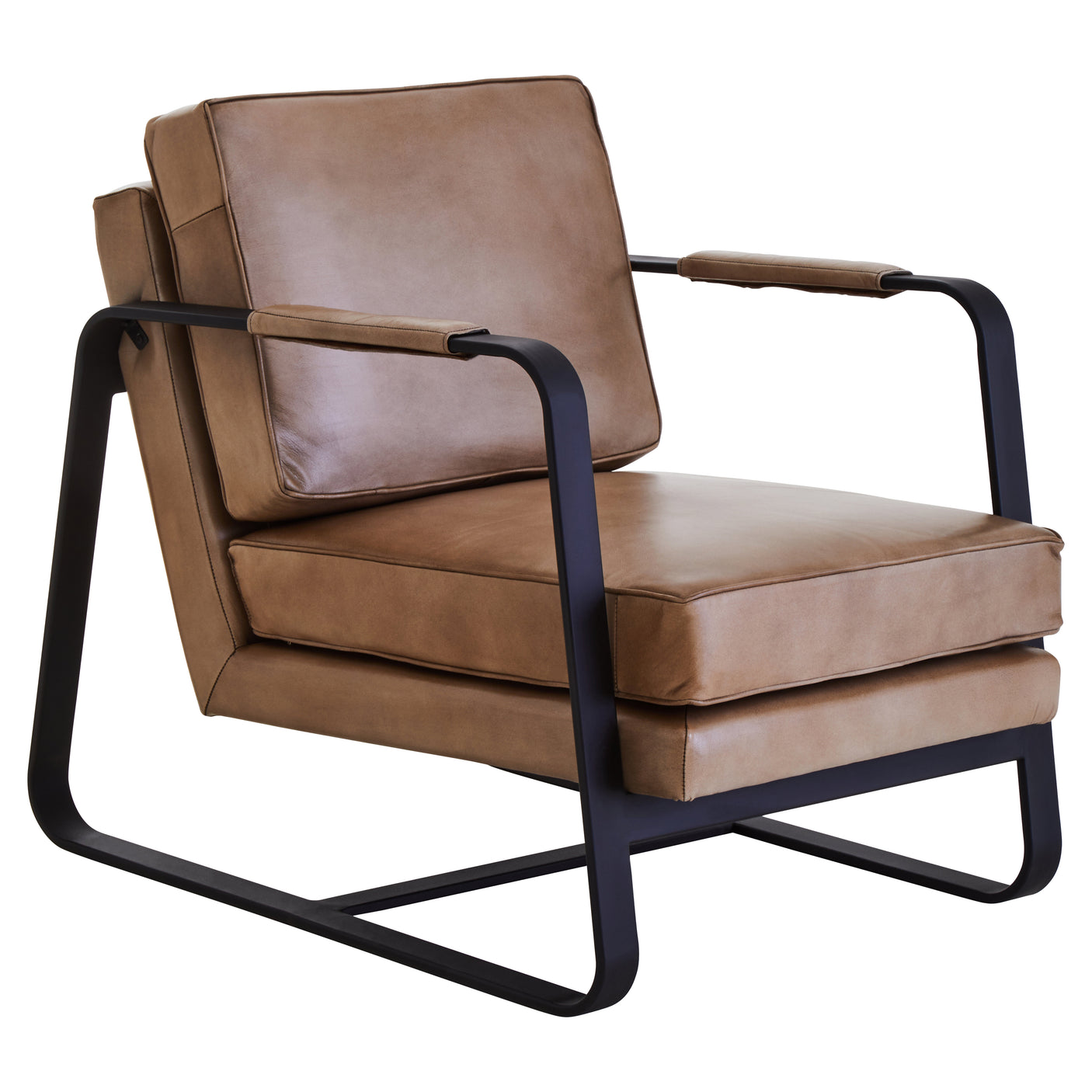 Forge Tan Leather Armchair With Black Iron Frame
