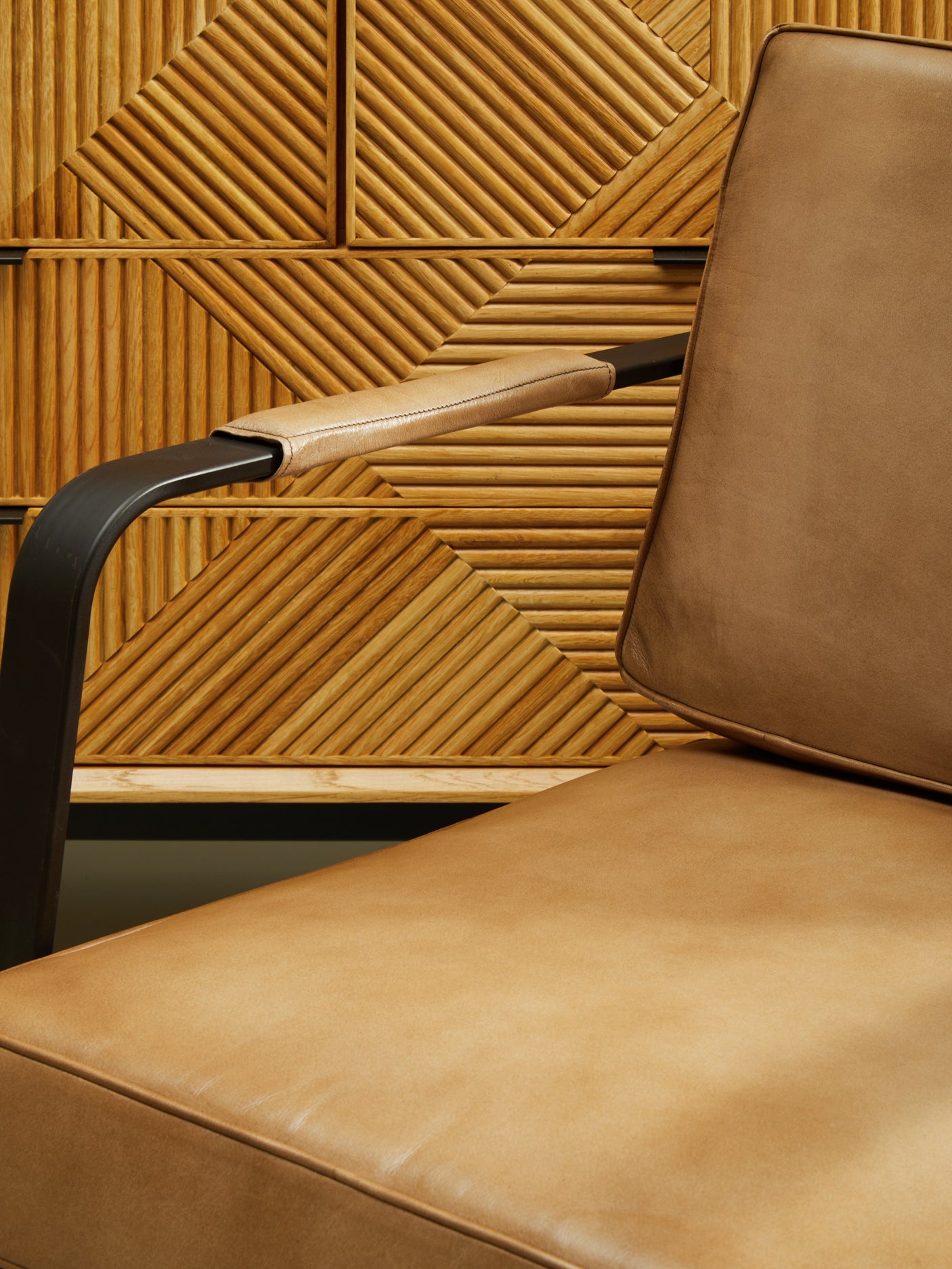 Forge Tan Leather Armchair With Black Iron Frame