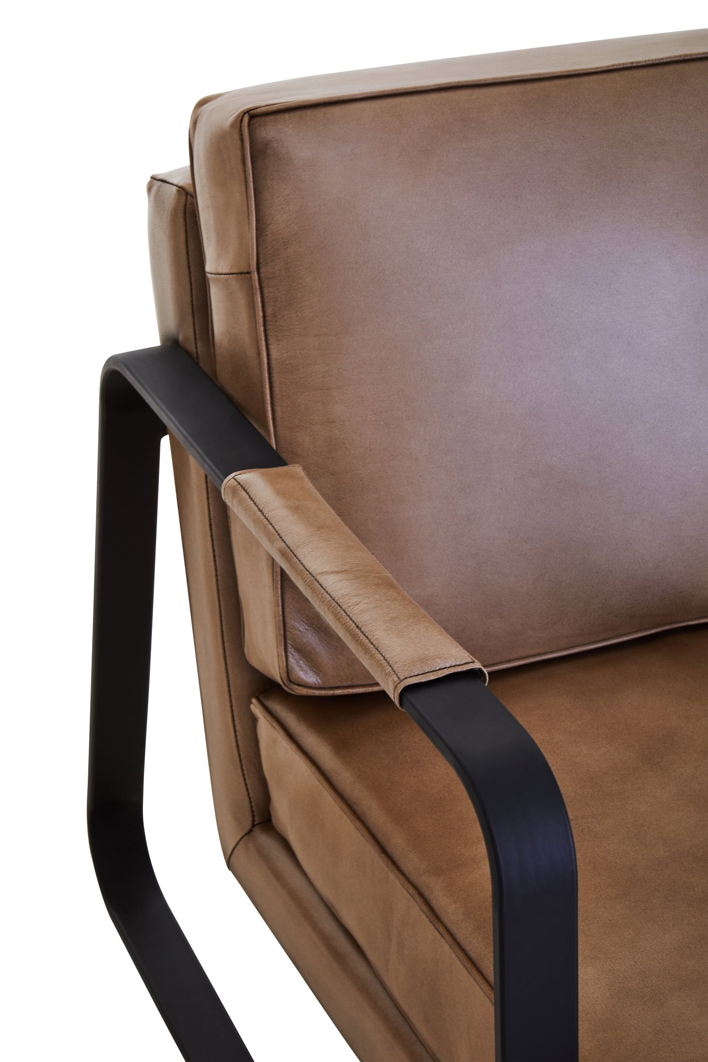 Forge Tan Leather Armchair With Black Iron Frame