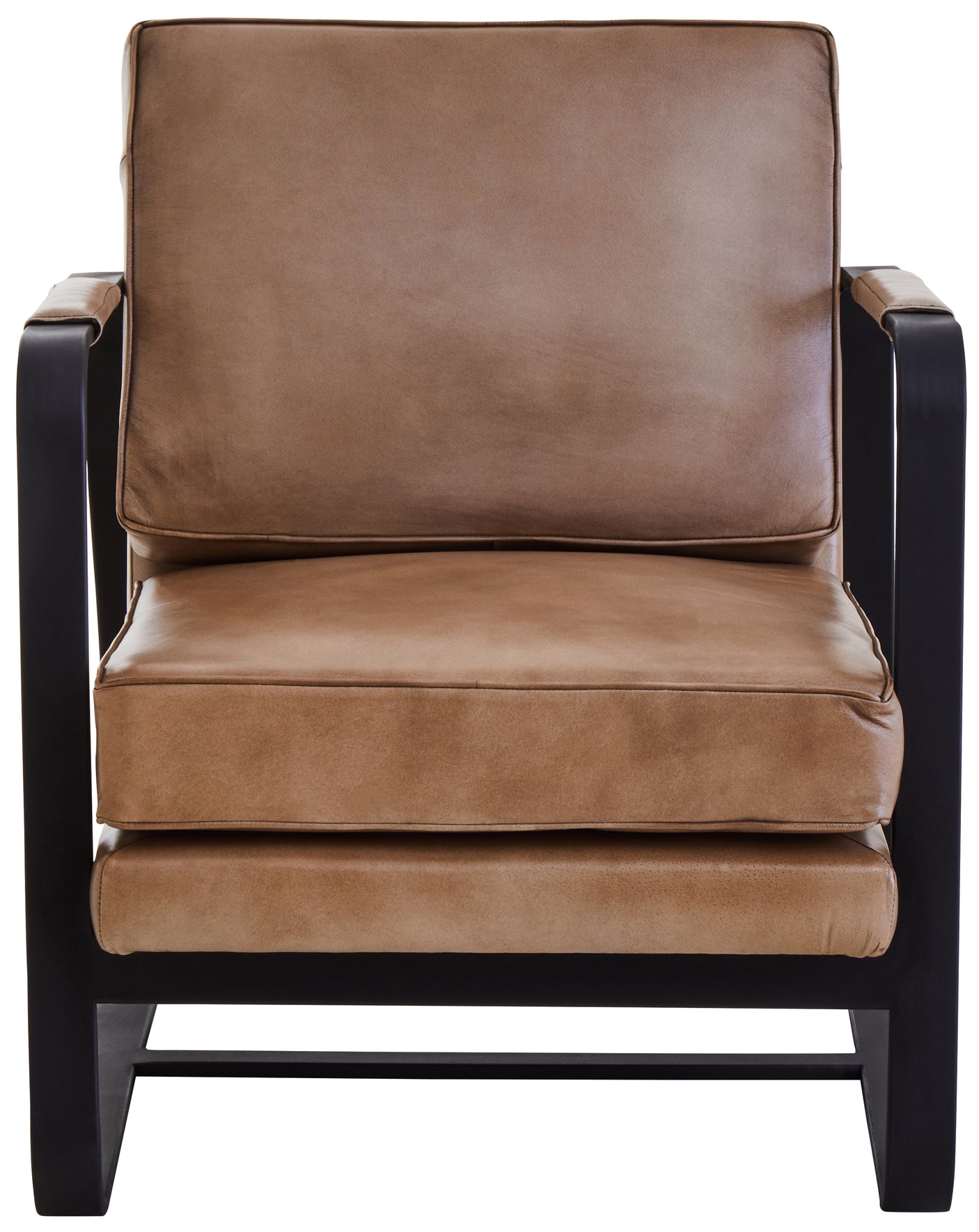 Forge Tan Leather Armchair With Black Iron Frame