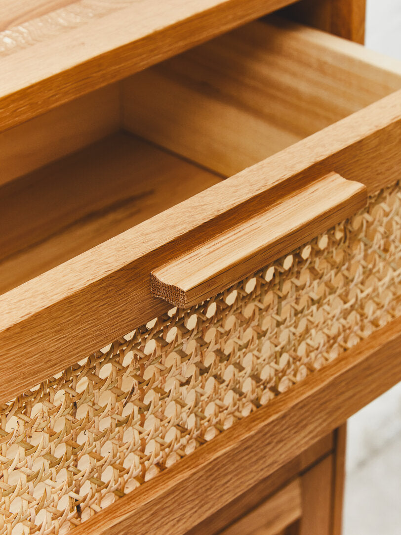 Arden Rattan & Oak 4 Drawer Chest of Drawers