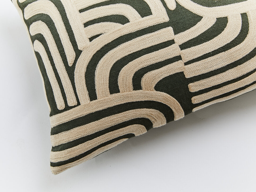 Nuvia Elora Natural And Green Rectangular Cushion