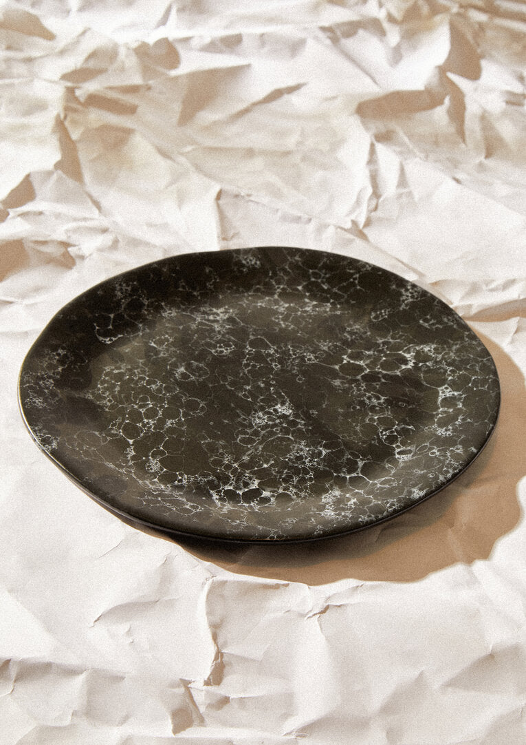 Vara Black Marble Effect Dinner Plate