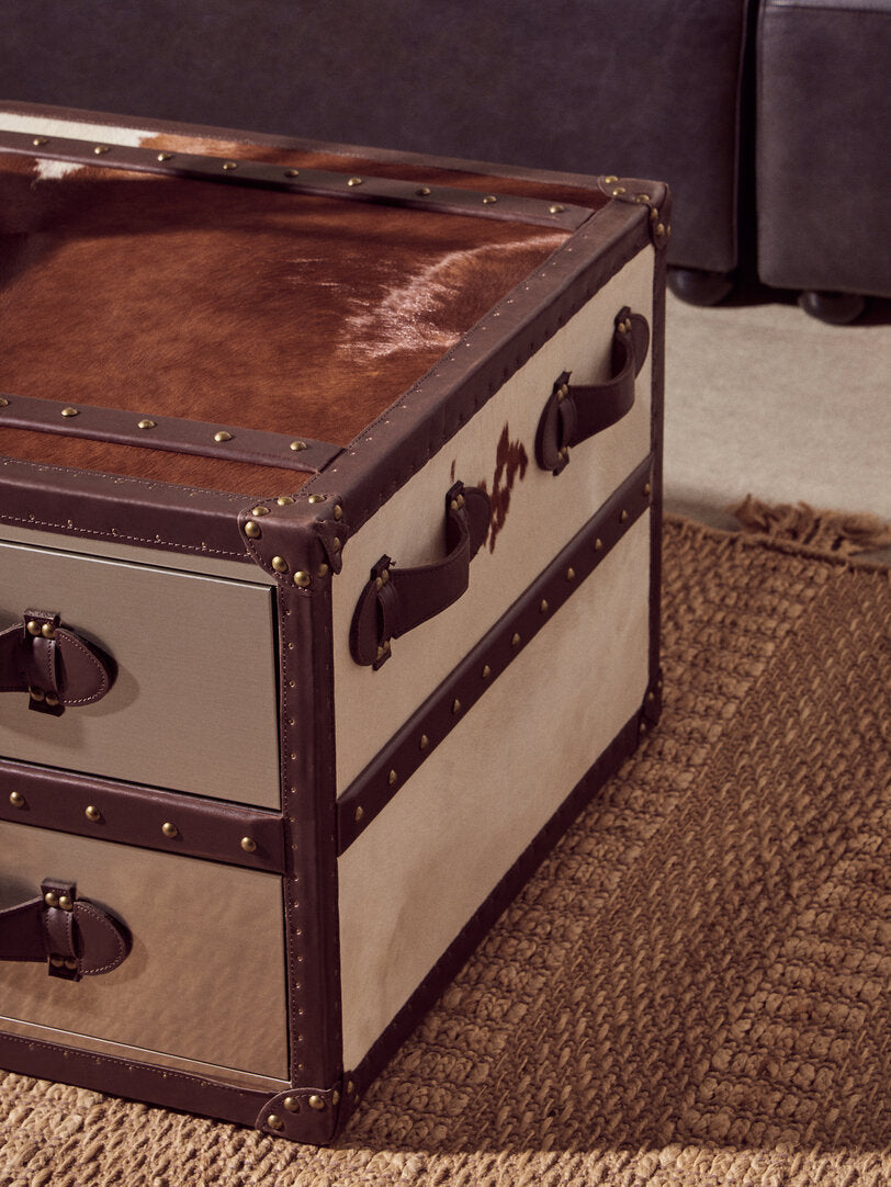 Westbury House Brown And White Genuine Cowhide Coffee Table