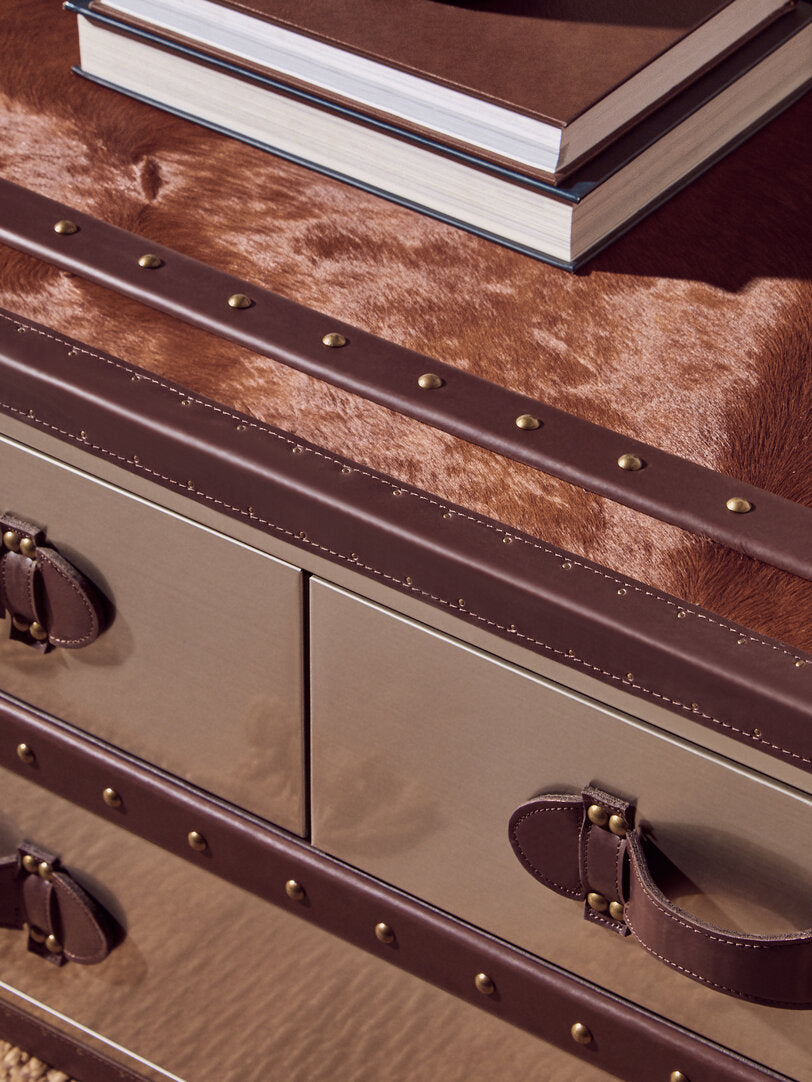 Westbury House Brown And White Genuine Cowhide Coffee Table