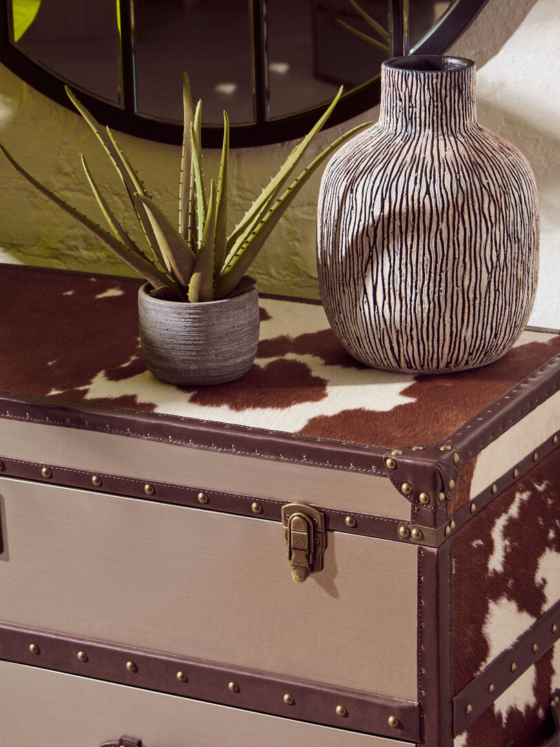 Westbury House Brown And White Cowhide Cabinet