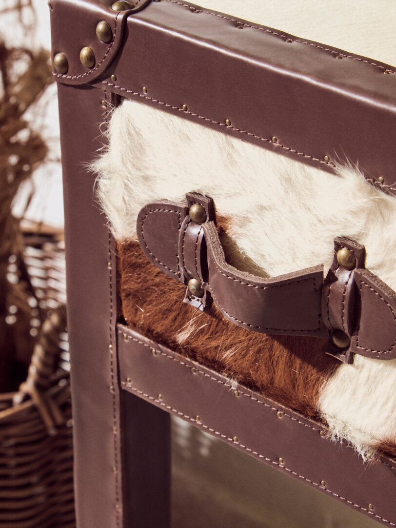 Westbury House Brown And White Cowhide Console Table