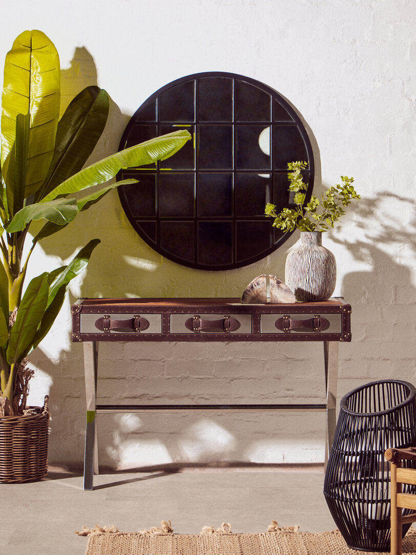 Westbury House Cowhide And Stainless Steel Console Table