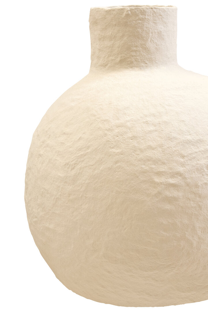 Avara Large Cream Cotton Mache Vase