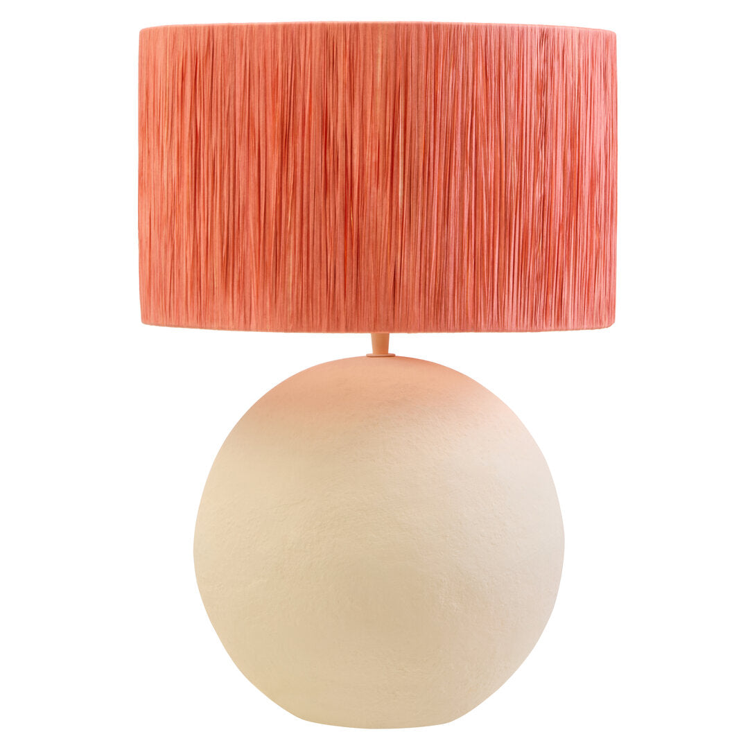Luma Natural Papier Mache Table Lamp With Rust Raffia Shade