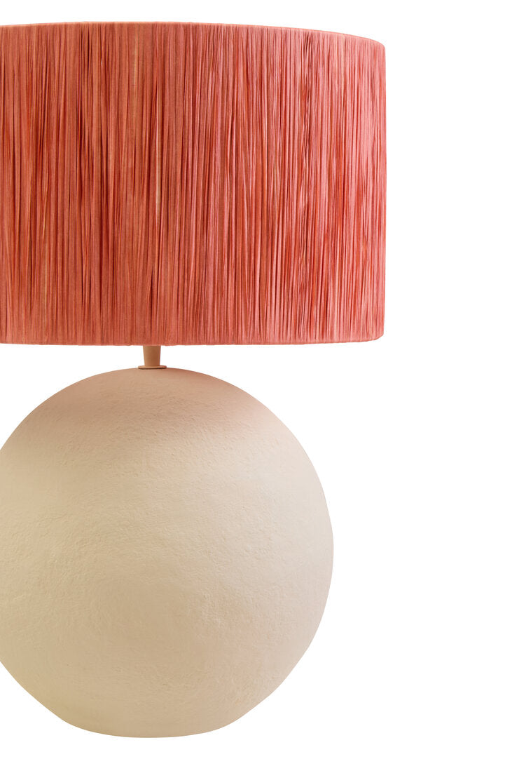 Luma Natural Papier Mache Table Lamp With Rust Raffia Shade