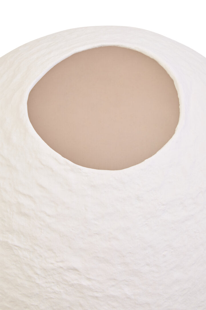 Avara Cotton Mache Small Round White Vase
