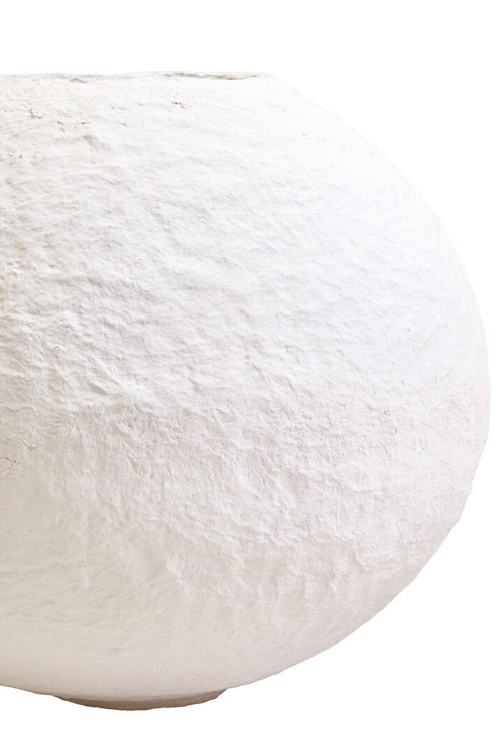 Avara Cotton Mache Large Round White Vase