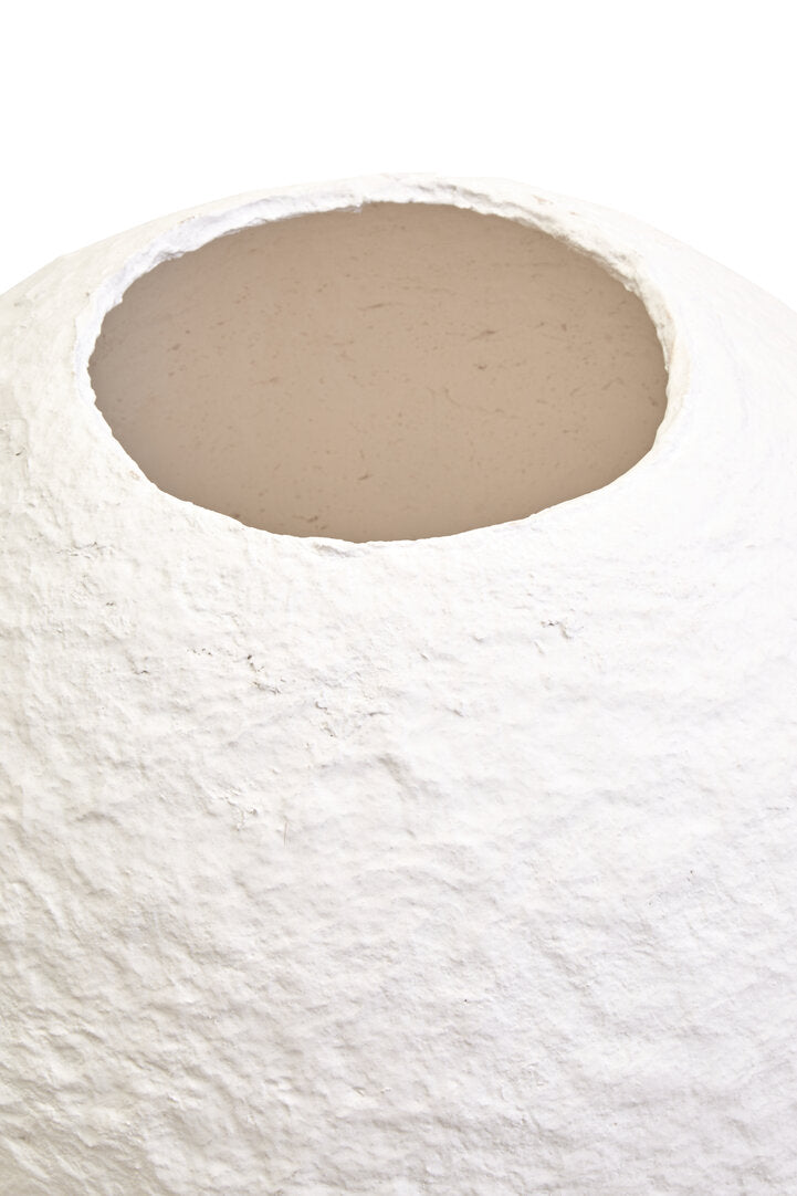 Avara Cotton Mache Large Round White Vase