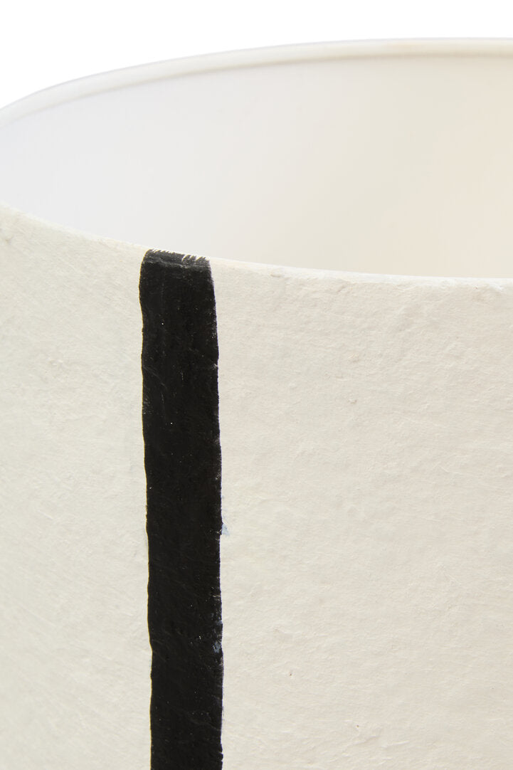 Luma Black And White Stripe Papier Mache Table Lamp