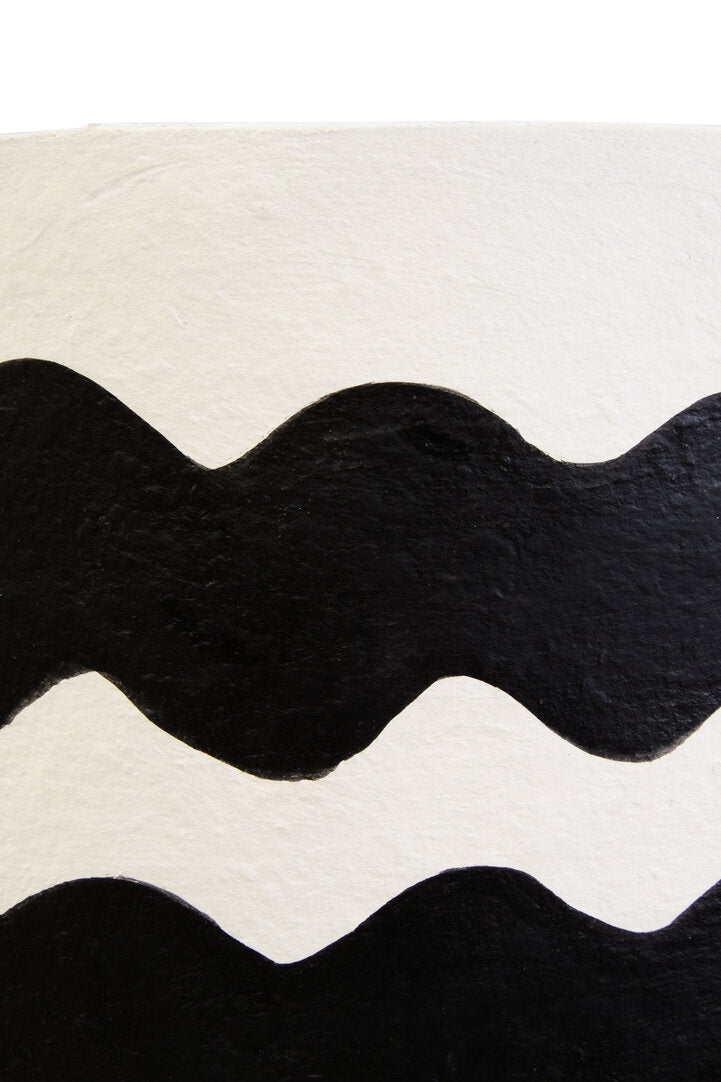 Luma Black And White Curved Stripe Papier Mache Table Lamp