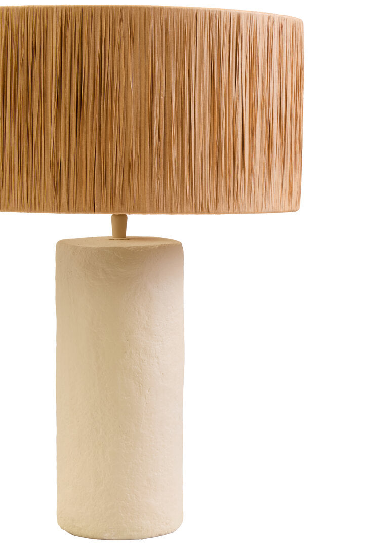 Luma Natural Papier Mache Table Lamp With Natural Raffia Shade