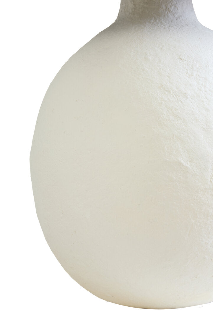 Luma White Papier Mache Table Lamp With Black Raffia Shade