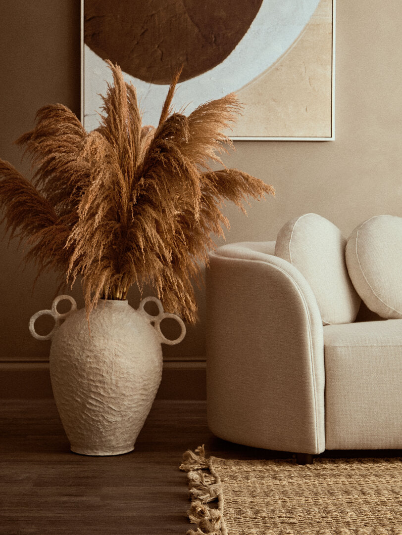 Avara Cotton Mache Large Vase With Decorative Handles