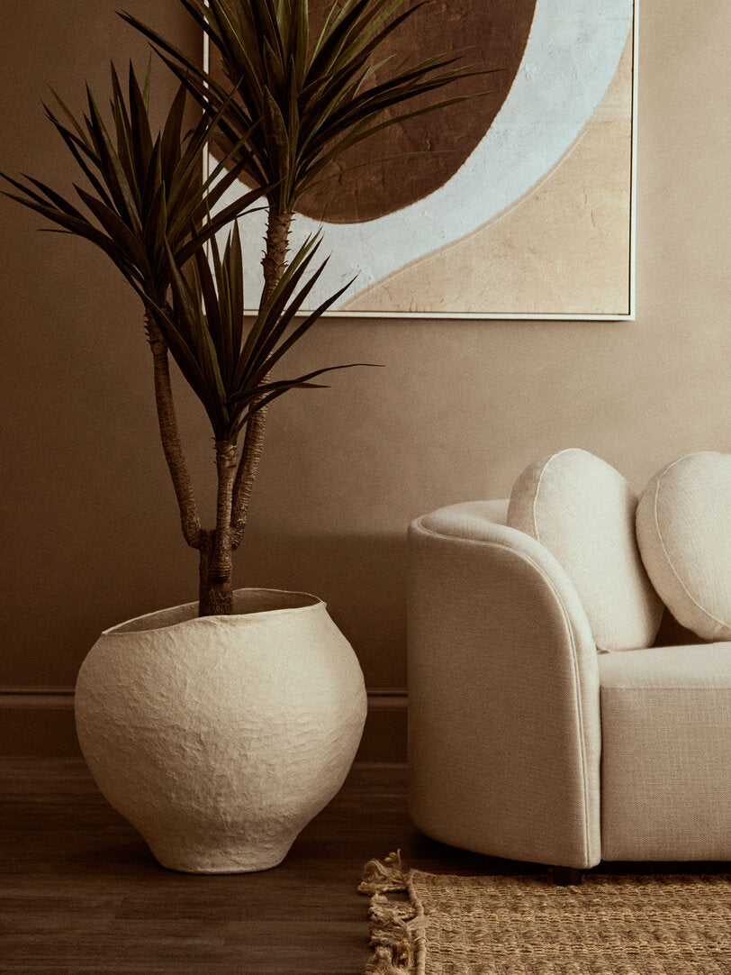 Avara Cotton Mache Large Beige Planter