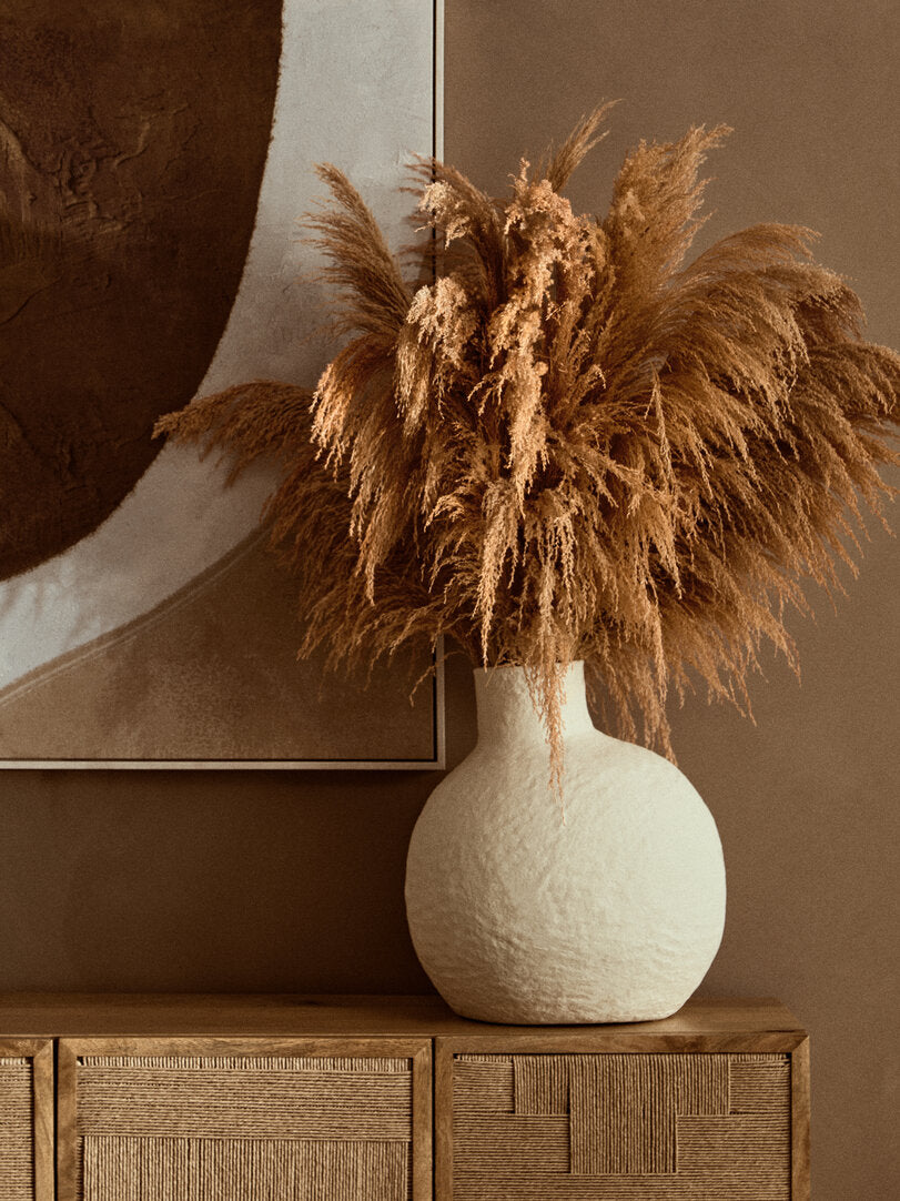 Avara Large Cream Cotton Mache Vase