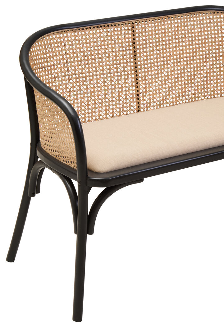 Tambo Natural Cane Bench with Black Beech Wood Frame
