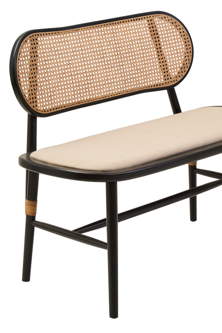 Tambo Natural Cane Bench with Black Elm Wood Frame