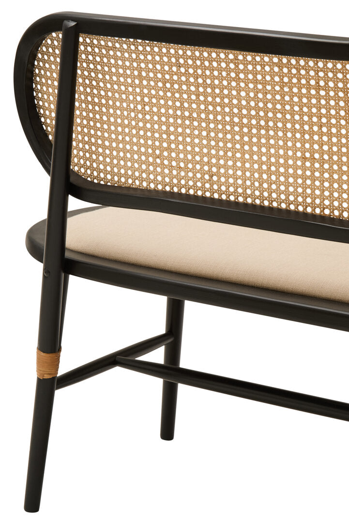 Tambo Natural Cane Bench with Black Elm Wood Frame