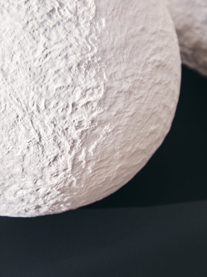 Avara Cotton Mache Small Round White Vase