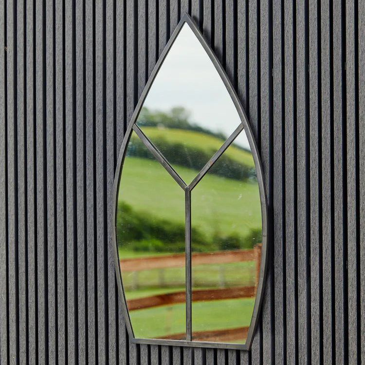 Leaf Arch Black Outdoor Mirror