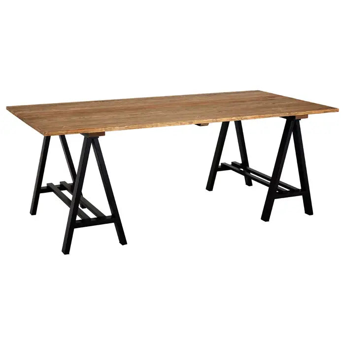 Charlbury Industrial Pine Wood & Iron Dining Table