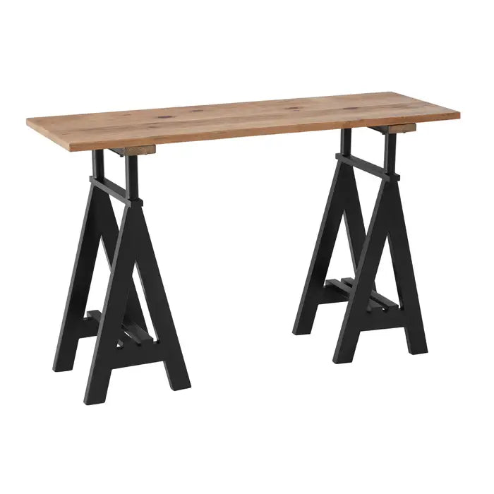 Charlbury Industrial Pine Wood & Iron Console Table