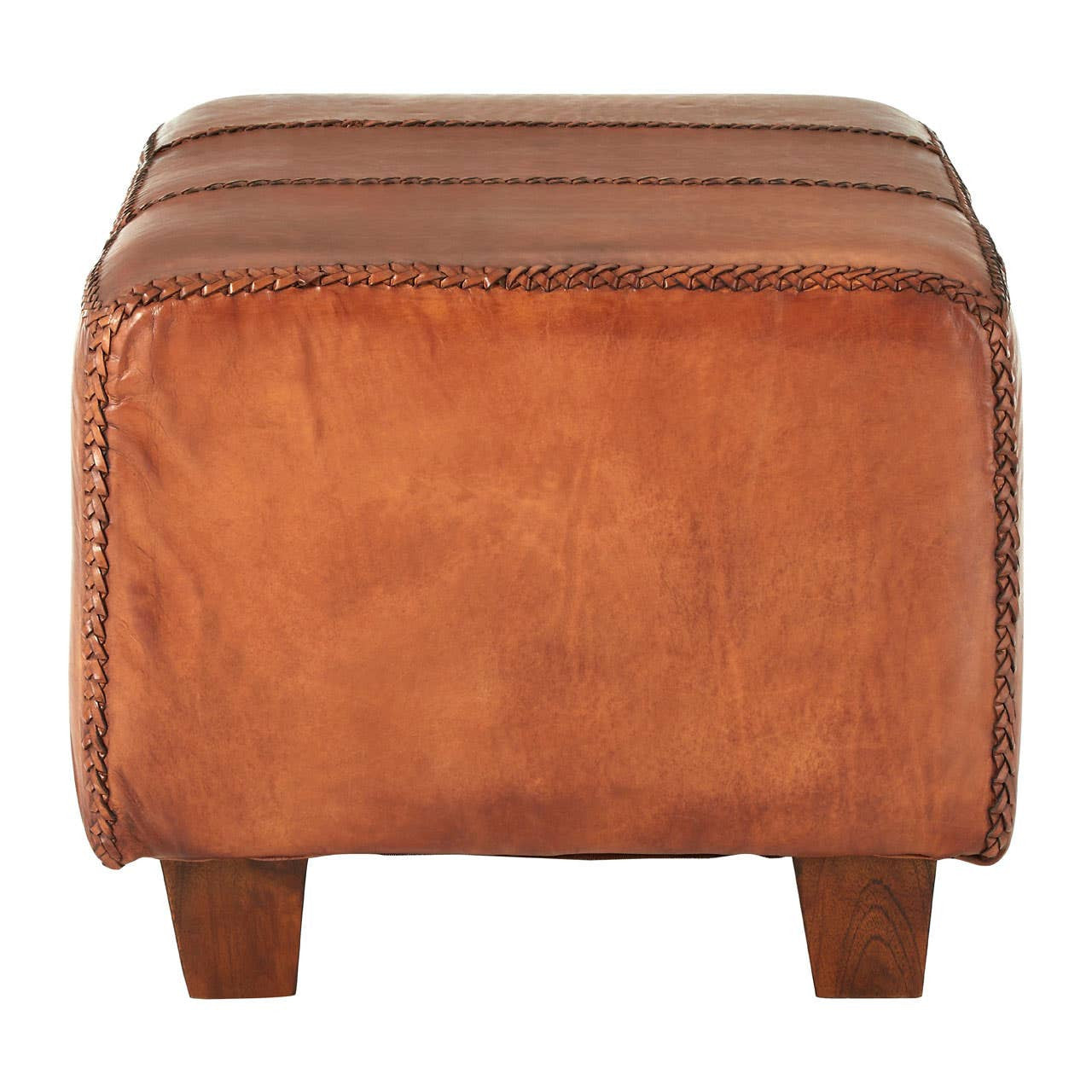 Tierra Leather Bench With Teak Wood Legs