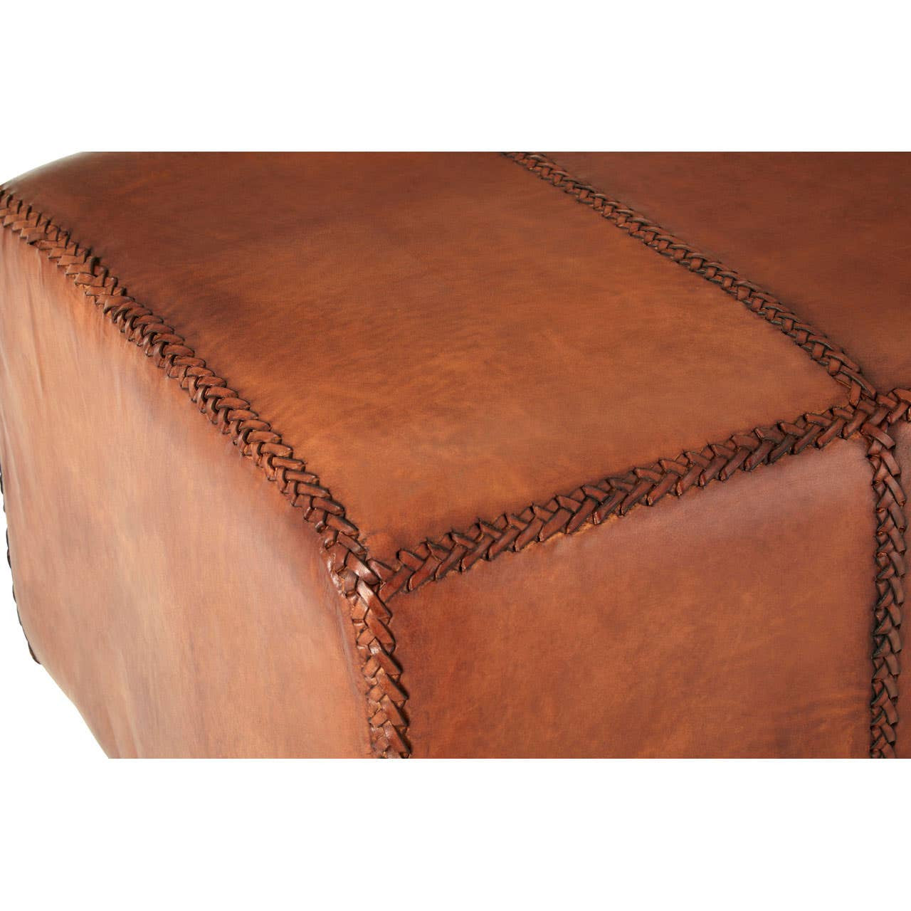 Tierra Leather Bench With Teak Wood Legs
