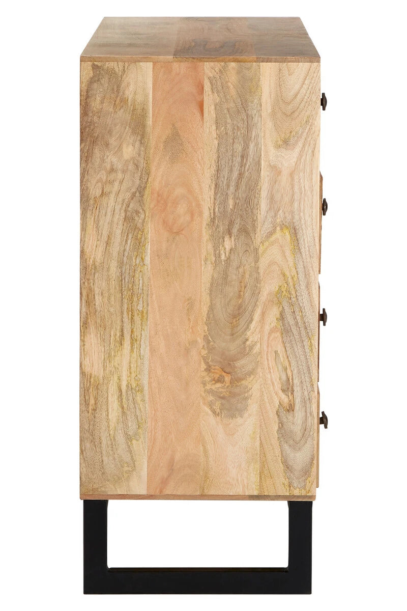 Side view of the Folklore mango wood sideboard