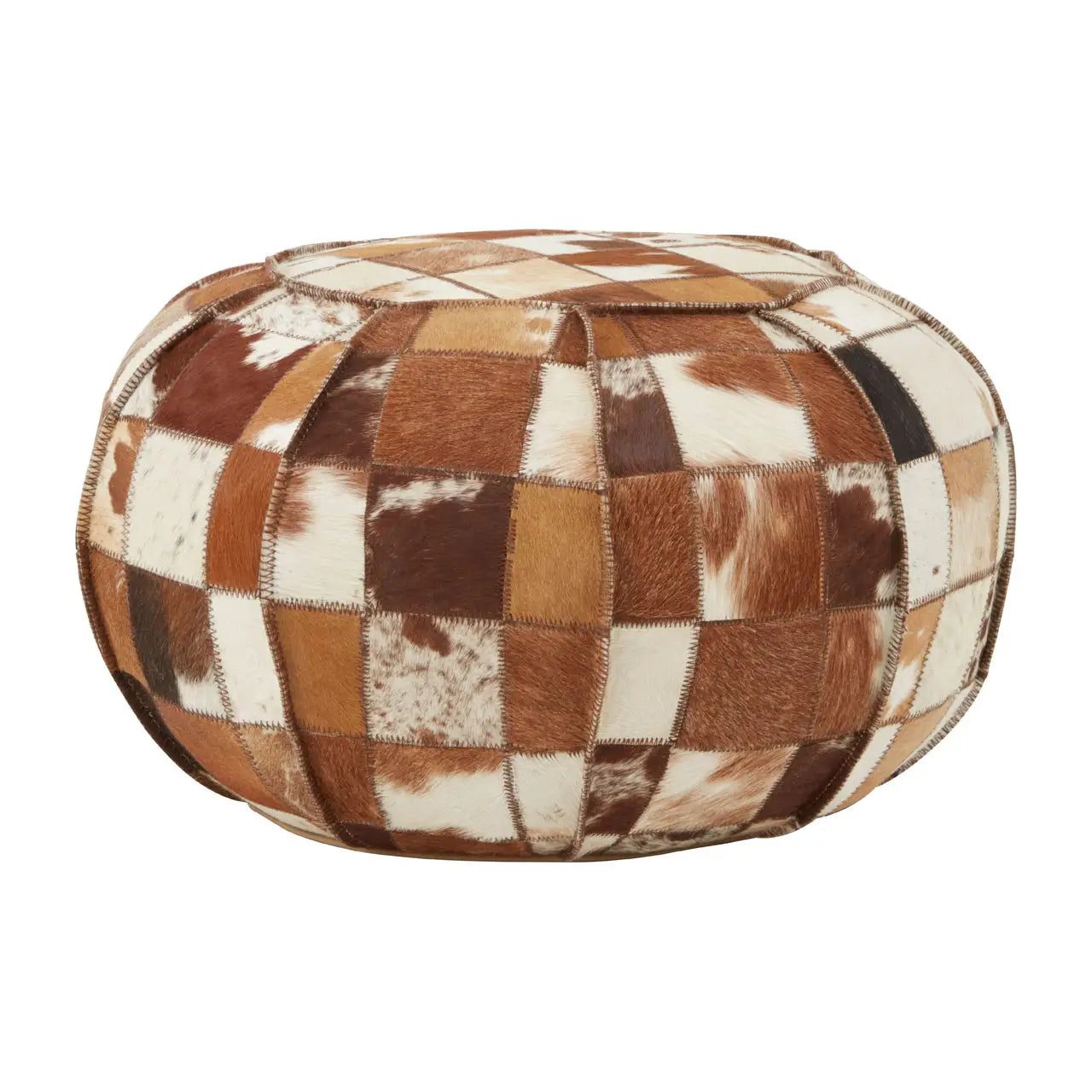Forge Patchwork Leather Pouffe