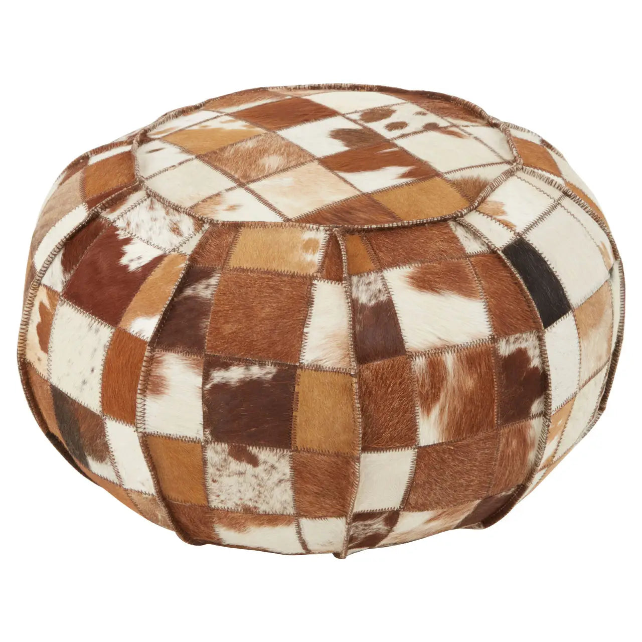 Forge Patchwork Leather Pouffe