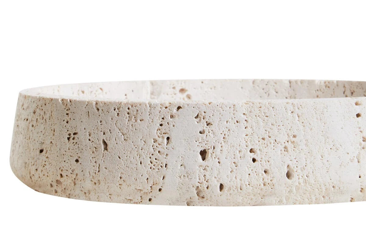 Tivoli Travertine Round Wide Rim Bowl, shown from another angle.