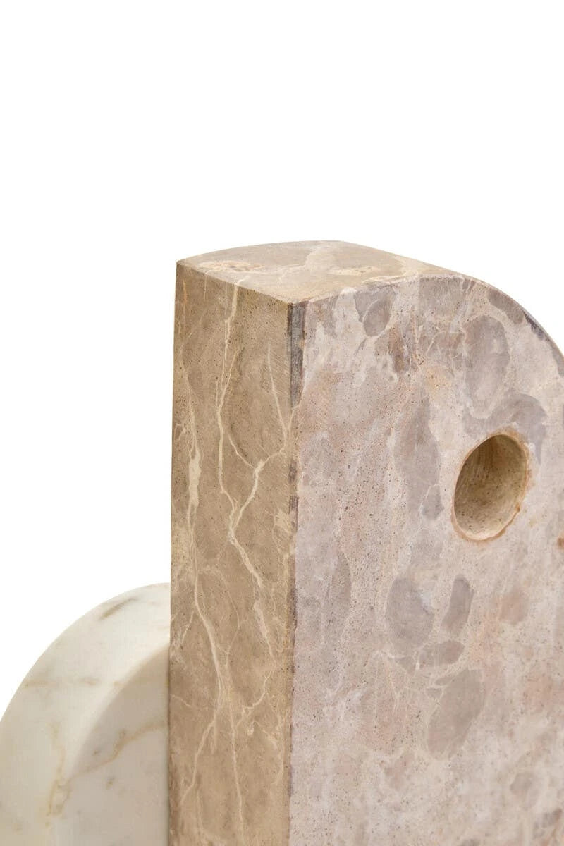 Ossa Chocolate and White Marble Abstract Sculpture, shown from another angle.
