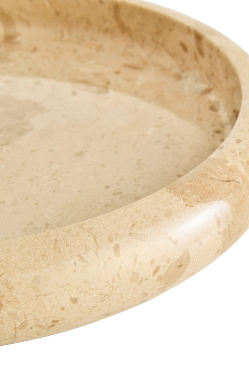 Alba Cream Marble Round Tray, shown from another angle.
