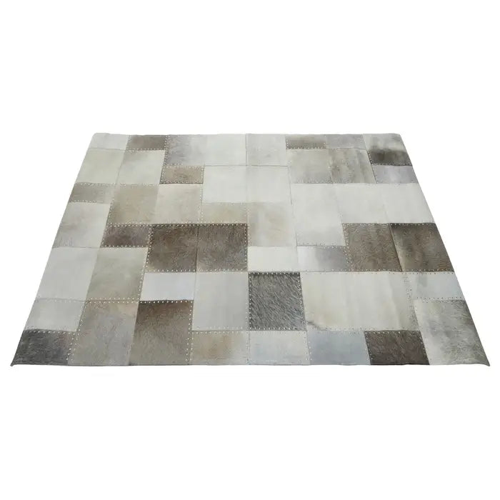 Vale Safira Grey Cowhide Patchwork Rug