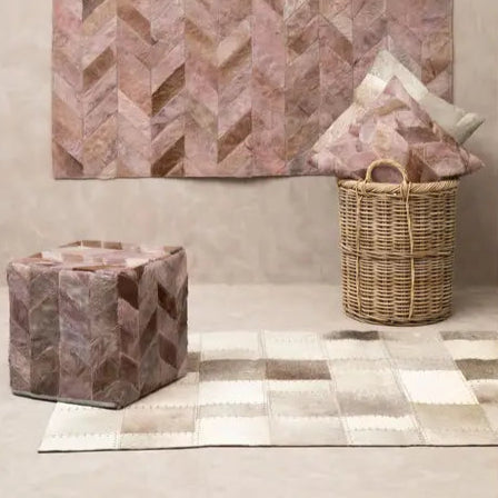 Vale Safira Grey Cowhide Patchwork Rug