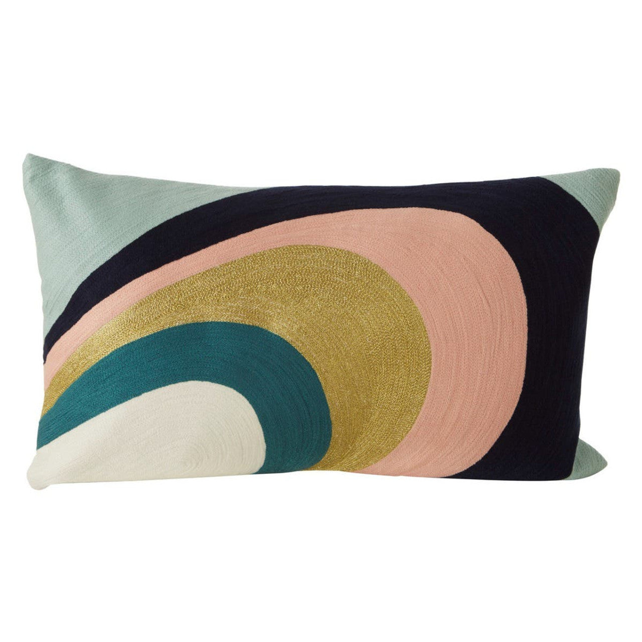Nuvia Elora Curved Stripes Embroidered Cushion