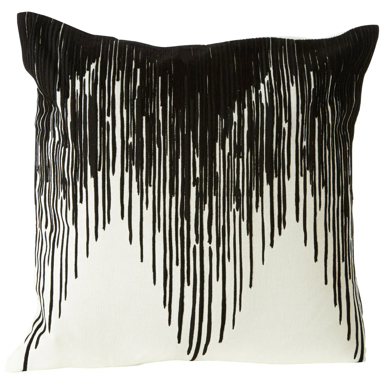 Decorative pillow with black abstract pattern on a white background