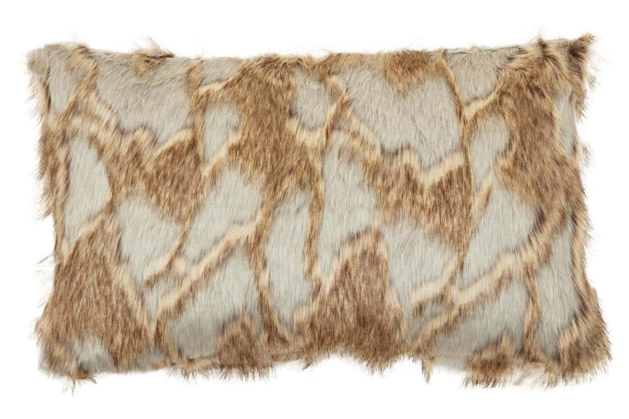 Nuvia Velura Grey And Natural Fur Cushion